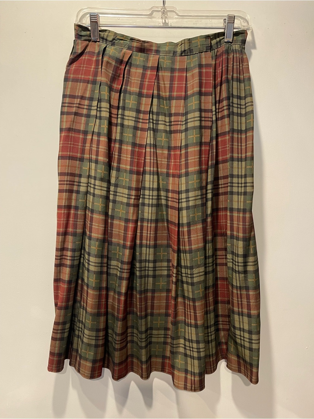 Vintage Gloria Sachs NY Plaid Pleated Skirt Size 10